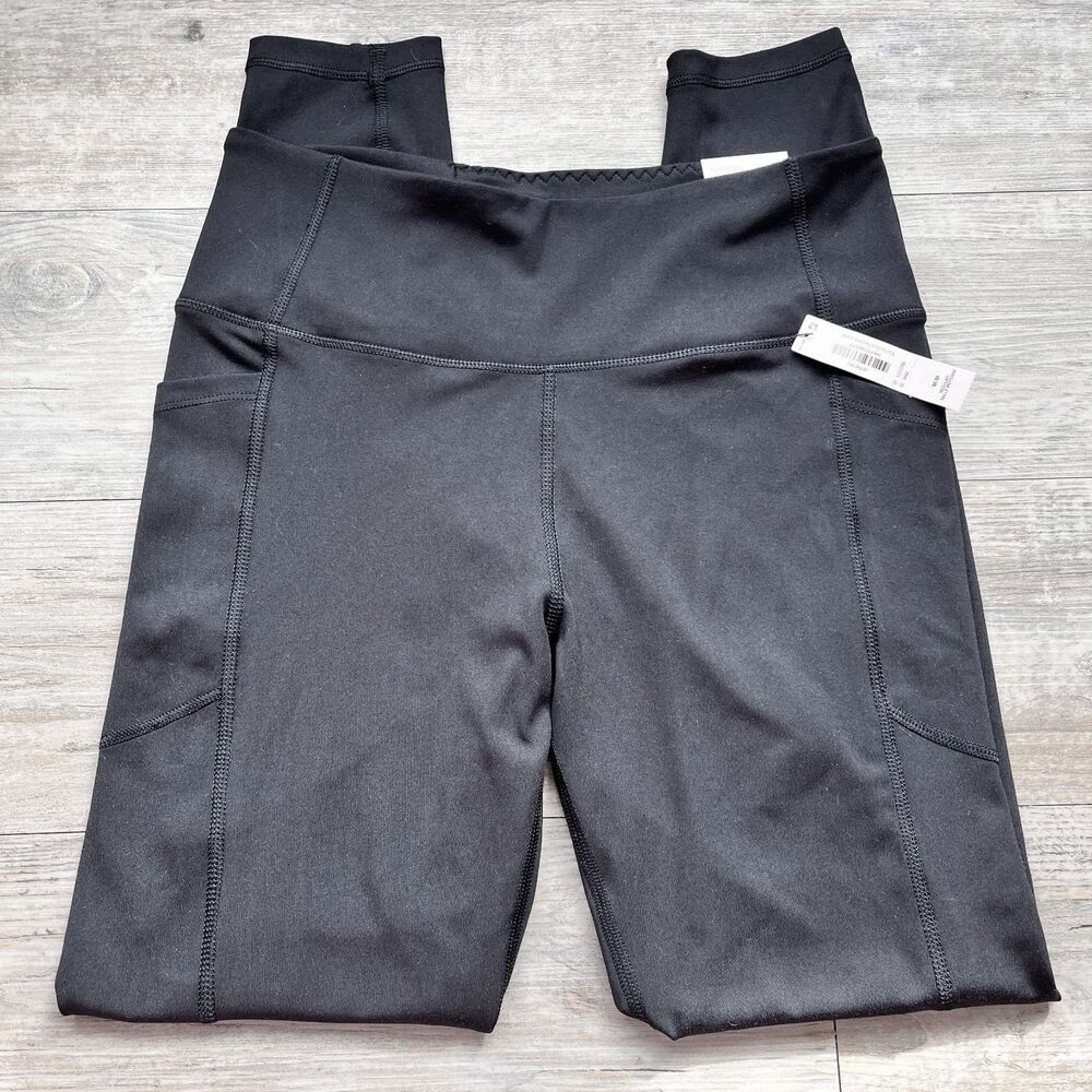 VS Leggings NEW Sport Black Pocket High Waisted 27" Yoga Pants Size M with Tags